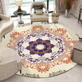 Avtoit | Orange Moroccan Carpet Polyester Medallion Print Carpet Washable Non-Slip Back Carpet for Living Room