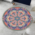 Avtoit | Vintage medallion pattern rug with floral pink and purple tribal rug washable polyester non-slip back rug for the living room