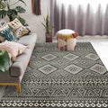 Avtoit | Americana Southwestern Rug in Gray Geometric Diamond Stripe Pattern Rug Polyester Non-Slip Rug for Home Decor