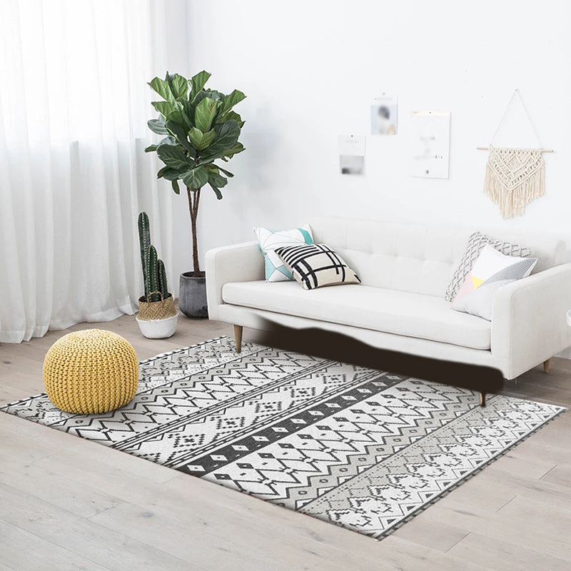 Avtoit | Gray Bedroom Rug Southeast-Geometric Diamond Pattern Area Rug Polyester Stain Resistant Pet Friendly Rug