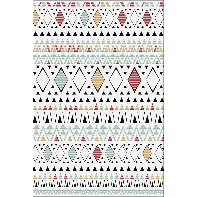 Avtoit | American Southwest Rug with White Geometric Diamond Pattern Rug Polyester Non-Slip Rug for Home Decor