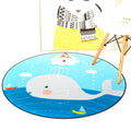 Avtoit | Kids Room Carpet in Pink and Blue Animal Mouse Lion Mermaid Whale Print Carpet Polyester Machine Washable Carpet