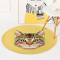 Avtoit | Green and Yellow Children's Room Carpet Children Animal Fawn Bear Wolf Cat Pattern Area Rug Polyester Non-Slip Back Carpet