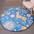 Avtoit | Children's room carpet in blue animal fawn floral pattern carpet polyester stain-resistant carpet
