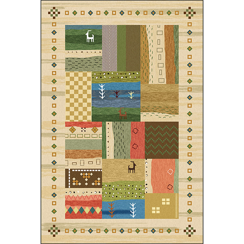 Avtoit | Americana Tribal Pattern Carpet Multi-Color Polyester Carpet Machine Washable Non-Slip Area Rug for Bedroom