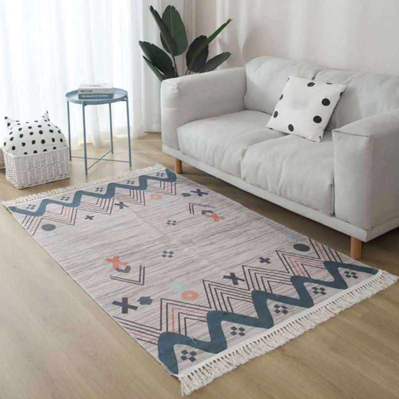 Avtoit | Classic Southwestern Geometric Pattern Rug Black and Brown Tribal Rug Linen Fringe Washable Rug for Living Room
