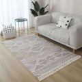 Avtoit | Gray and Brown Southwestern Rug Linen Tribal Geometric and Stripe Pattern Rug Washable Fringed Rug for the Living Room