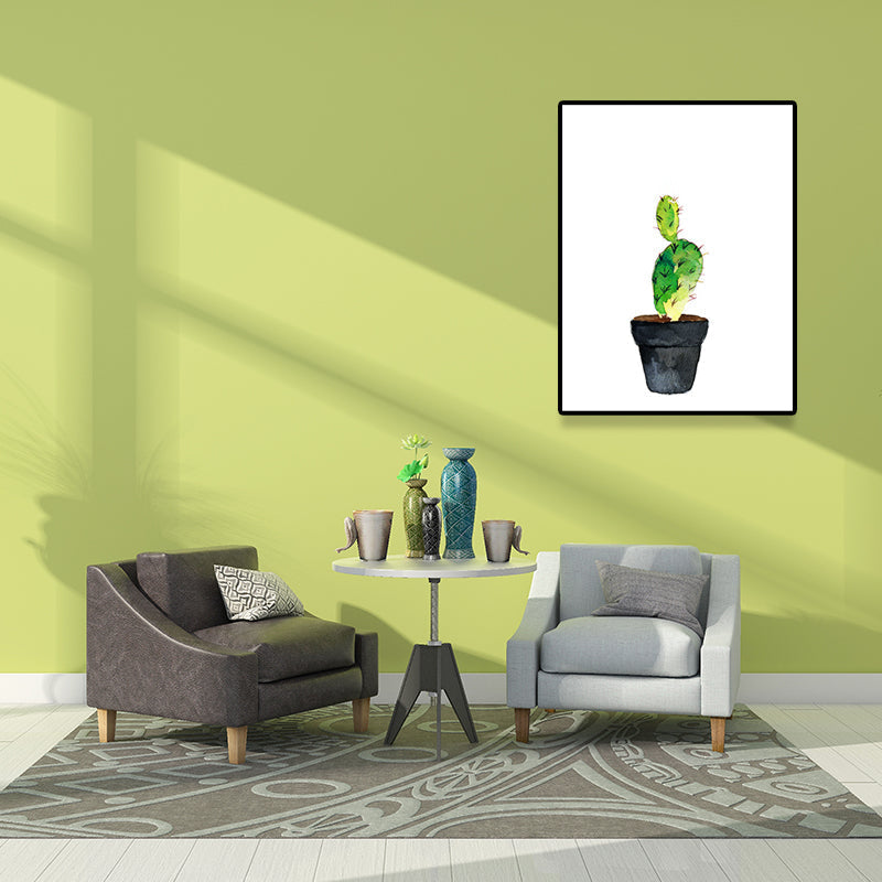 Avtoit | Green Pot Cactus Wall Art Decor Plant Tropical Texture Canvas Print for Home