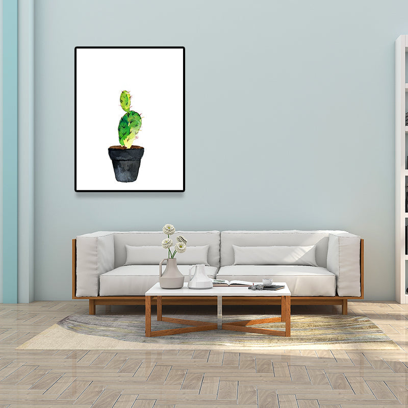 Avtoit | Green Pot Cactus Wall Art Decor Plant Tropical Texture Canvas Print for Home