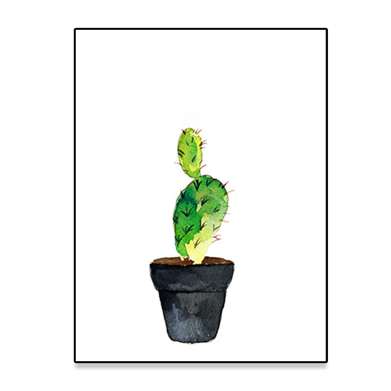 Avtoit | Green Pot Cactus Wall Art Decor Plant Tropical Texture Canvas Print for Home