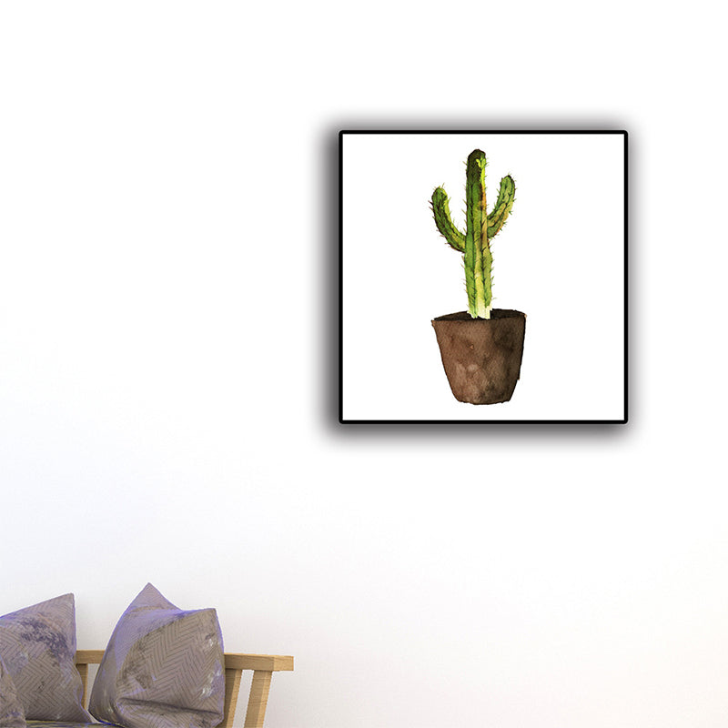 Avtoit | Green Pot Cactus Wall Art Decor Plant Tropical Texture Canvas Print for Home