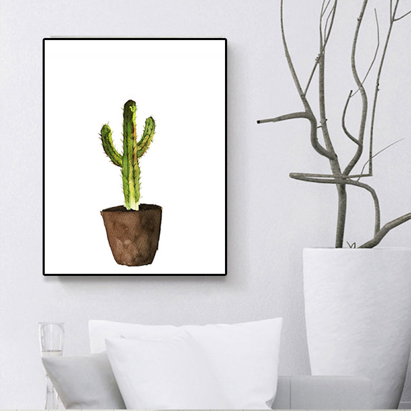 Avtoit | Green Pot Cactus Wall Art Decor Plant Tropical Texture Canvas Print for Home