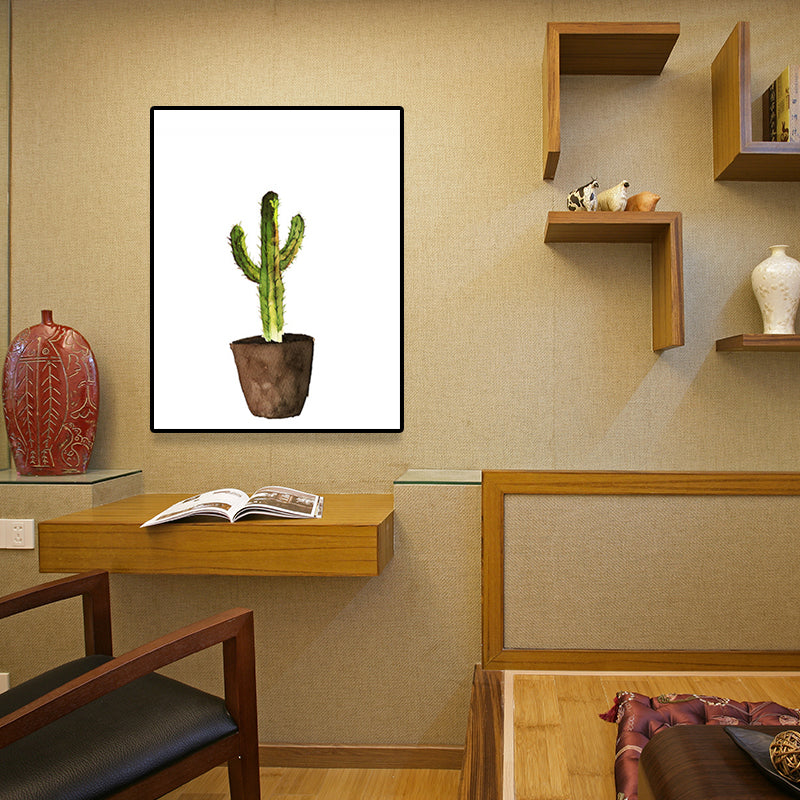 Avtoit | Green Pot Cactus Wall Art Decor Plant Tropical Texture Canvas Print for Home