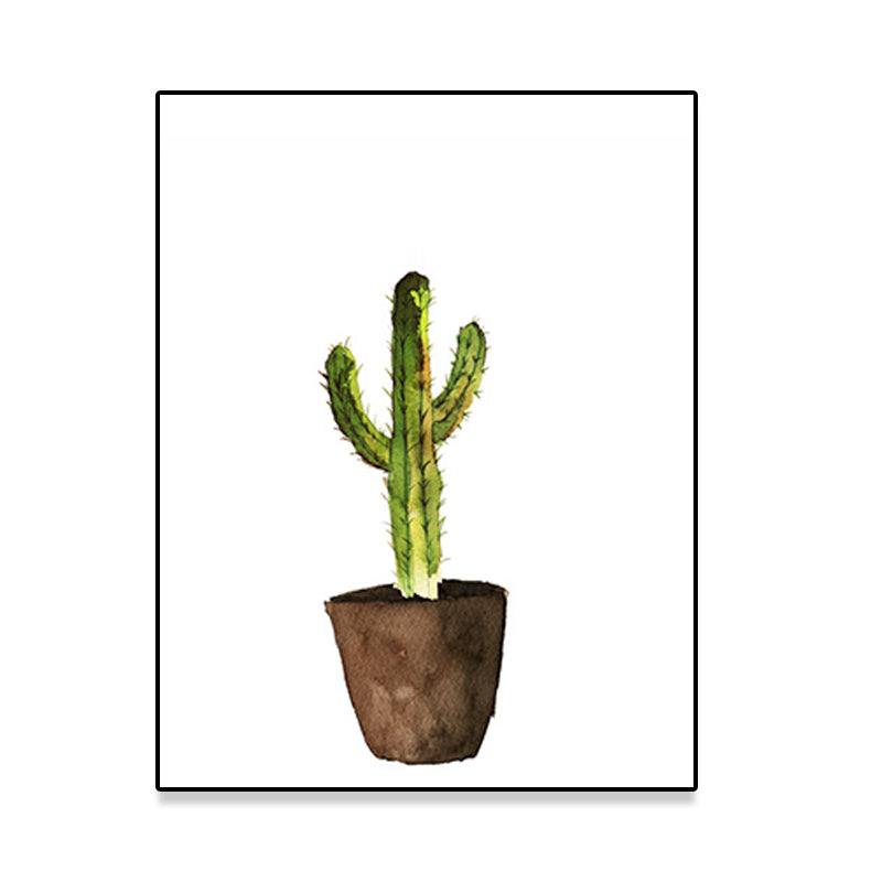 Avtoit | Green Pot Cactus Wall Art Decor Plant Tropical Texture Canvas Print for Home