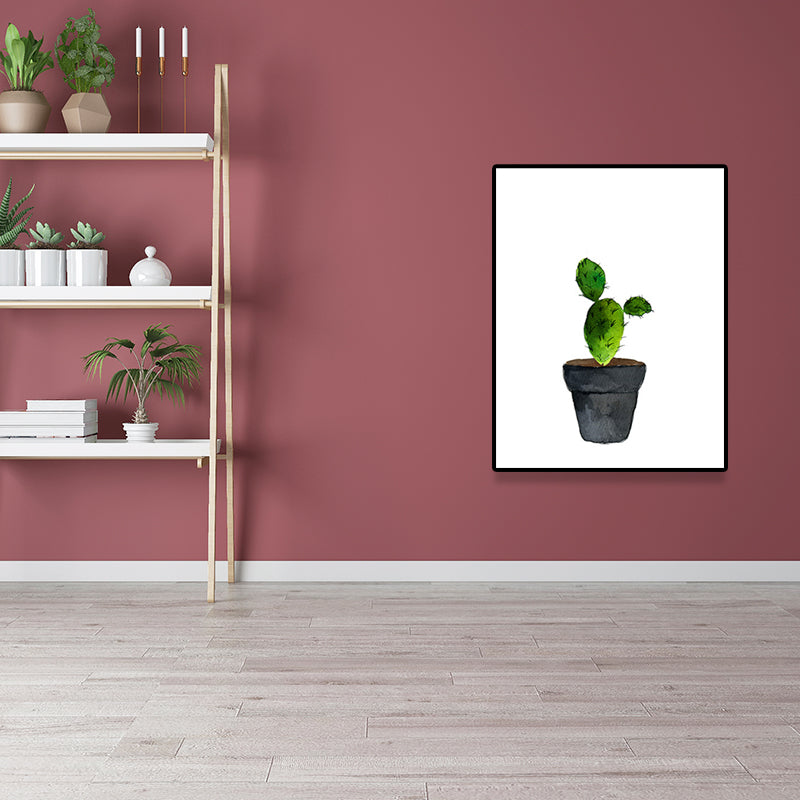 Avtoit | Green Pot Cactus Wall Art Decor Plant Tropical Texture Canvas Print for Home