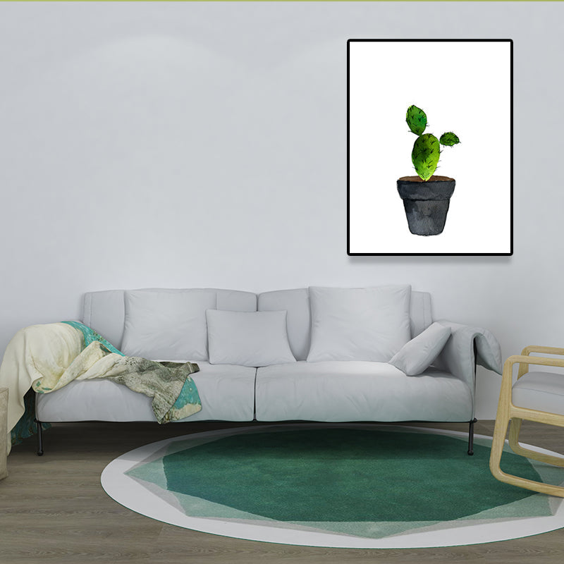 Avtoit | Green Pot Cactus Wall Art Decor Plant Tropical Texture Canvas Print for Home