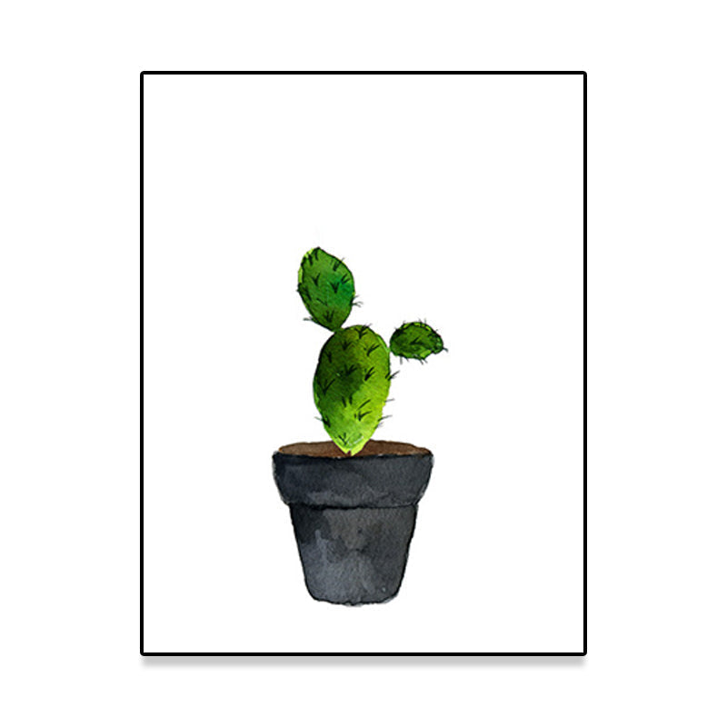 Avtoit | Green Pot Cactus Wall Art Decor Plant Tropical Texture Canvas Print for Home
