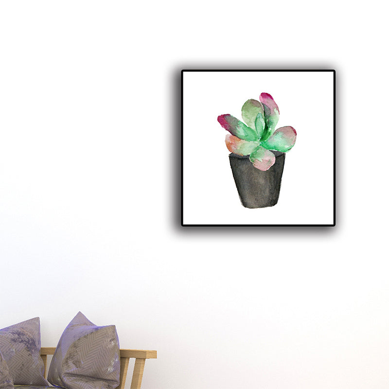 Avtoit | Tropix Succulent Plant Sign Canvas Structured Green Wall Art Print for Living Room