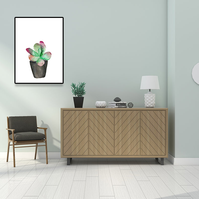 Avtoit | Tropix Succulent Plant Sign Canvas Structured Green Wall Art Print for Living Room
