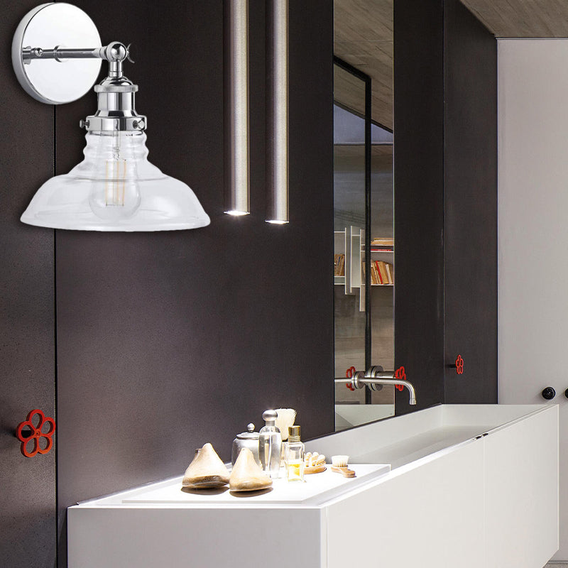 Avtoit | Clear Glass Chrome/Nickel Wall Light Barn 1-Bulb Industrial Wall Lamp for the Kitchen