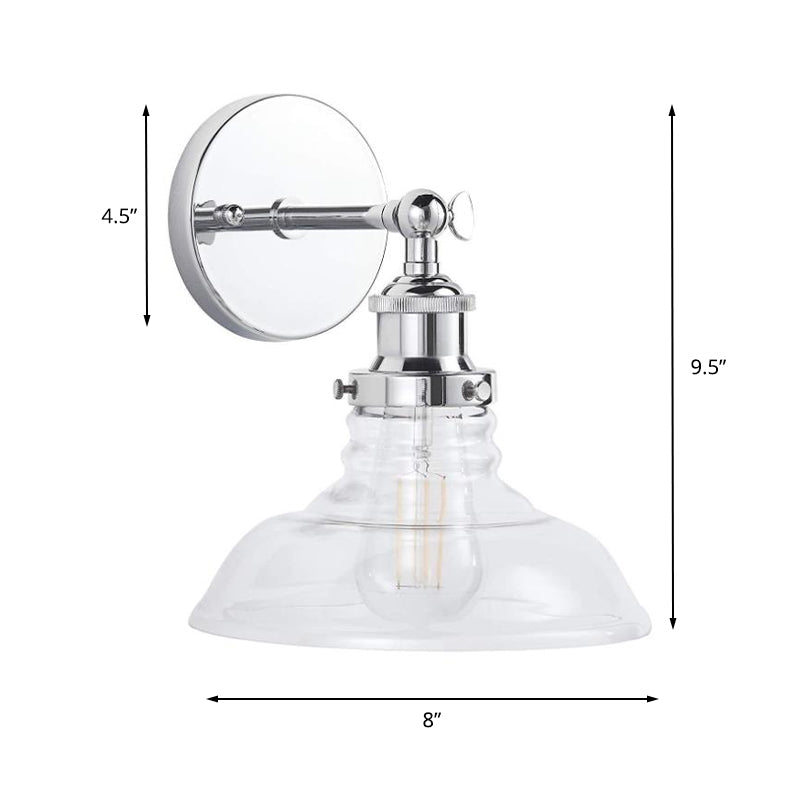 Avtoit | Clear Glass Chrome/Nickel Wall Light Barn 1-Bulb Industrial Wall Lamp for the Kitchen