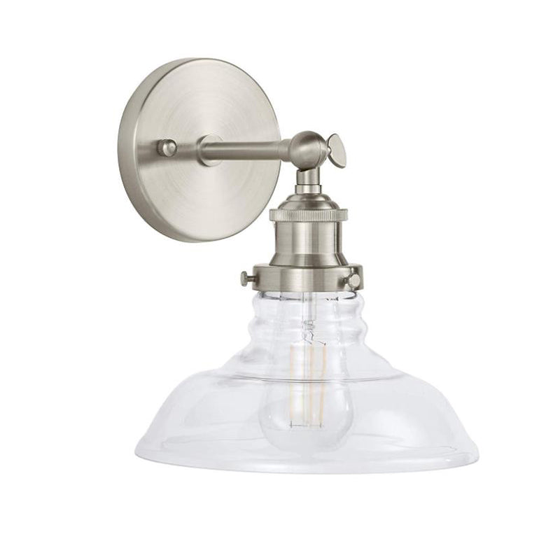 Avtoit | Clear Glass Chrome/Nickel Wall Light Barn 1-Bulb Industrial Wall Lamp for the Kitchen