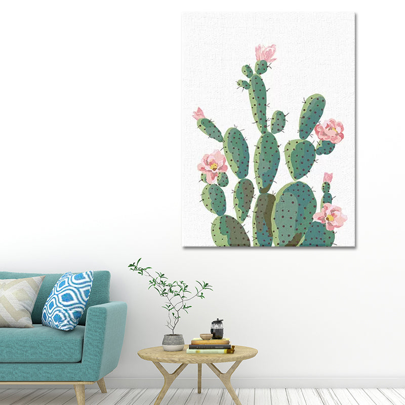 Avtoit | Green Cactus Flower Canvas Print Botanical Tropical Textured Wall Art for Home