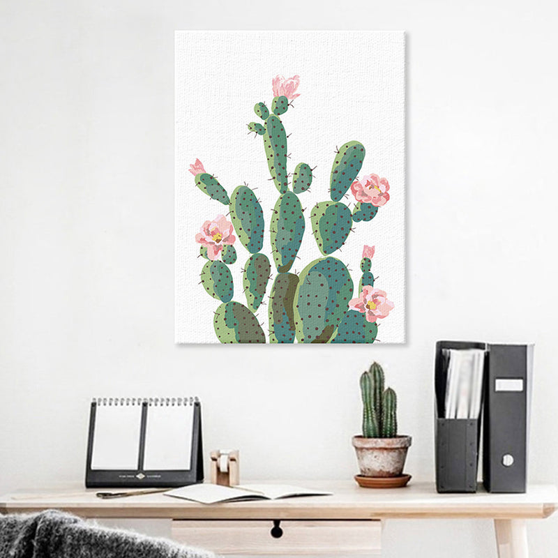 Avtoit | Green Cactus Flower Canvas Print Botanical Tropical Textured Wall Art for Home