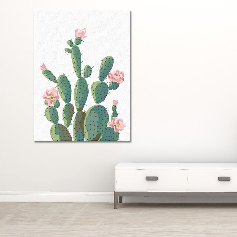 Avtoit | Green Cactus Flower Canvas Print Botanical Tropical Textured Wall Art for Home