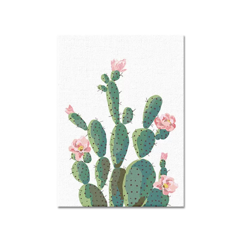 Avtoit | Green Cactus Flower Canvas Print Botanical Tropical Textured Wall Art for Home