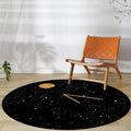 Avtoit | Novelty Outer Space Print Rug Black Polyester Rug Washable Non-Slip Back Rug for Living Room