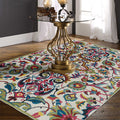 Avtoit | Classic Floral Design Rug Gray Multi-Color Classic Rug Polyester Washable Non-Slip Back Rug for the Living Room