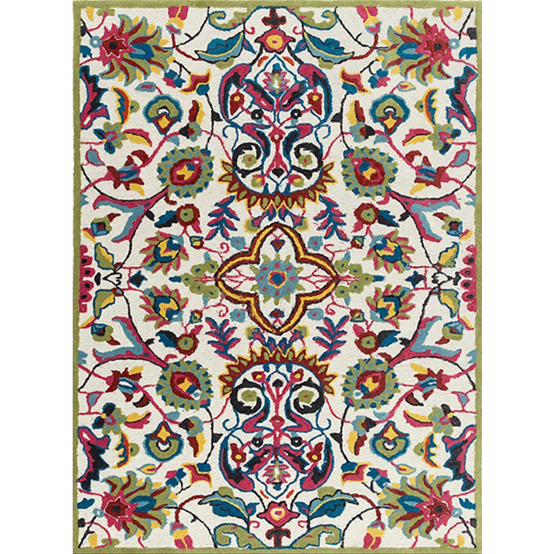 Avtoit | Classic Floral Design Rug Gray Multi-Color Classic Rug Polyester Washable Non-Slip Back Rug for the Living Room