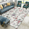 Avtoit | Classic floral pattern rug gray and green polyester rug machine washable non-slip rug for the bedroom