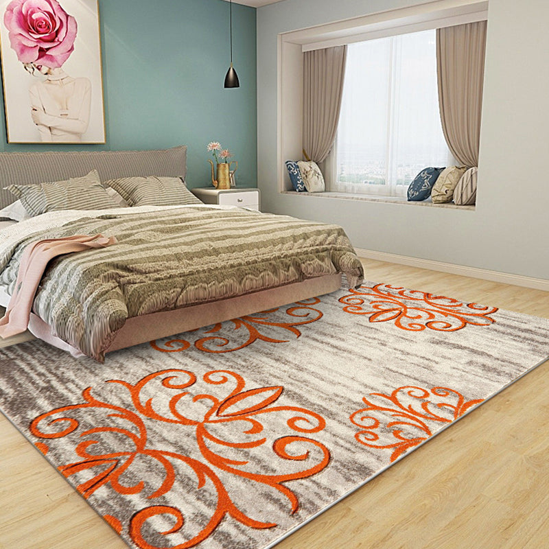 Avtoit | Washed Paisley Pattern Rug Gray Classic Rug Polyester Washable Non-Slip Base Rug for Living Room