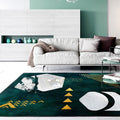 Avtoit | Novelty Geometric Print Area Rug Dark Green Polyester Rug Machine Washable Non-Slip Area Rug for Bedroom