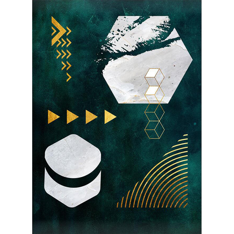 Avtoit | Novelty Geometric Print Area Rug Dark Green Polyester Rug Machine Washable Non-Slip Area Rug for Bedroom