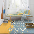 Avtoit | Minimalistic Novelty Area Rug in Blue and Yellow Geometric Dots Wave Pattern Area Rug Polyester Non-Slip Carpet for Home Decoration