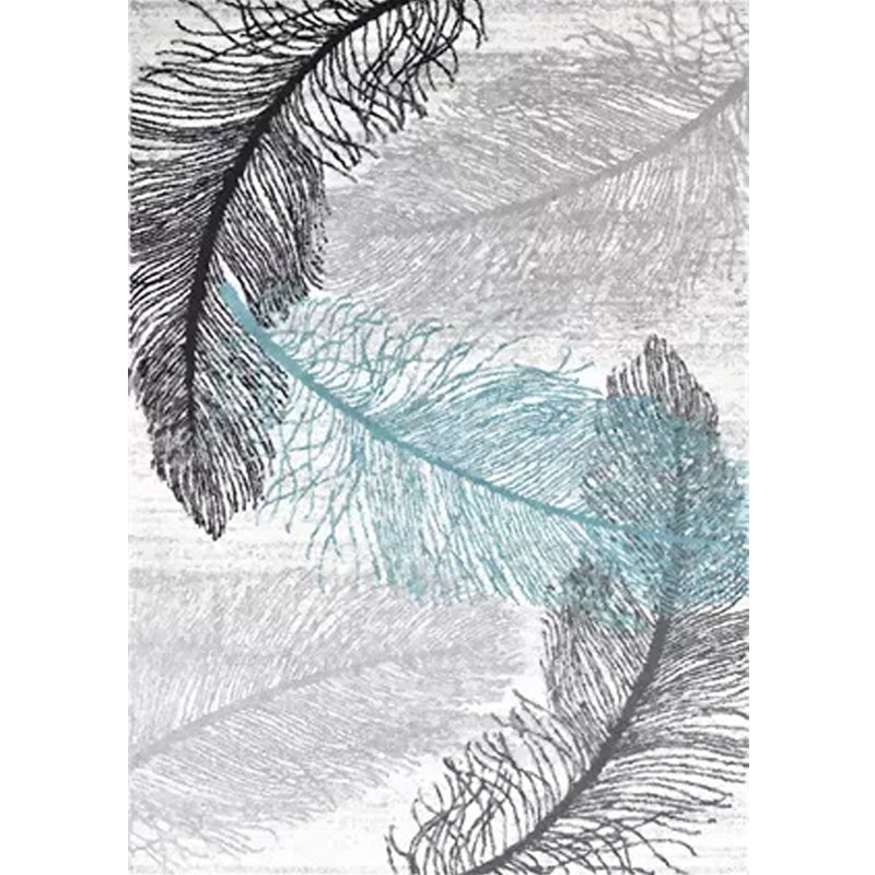 Avtoit | Tropical living room rug in gray botanical print rug polyester non-slip machine washable area rug