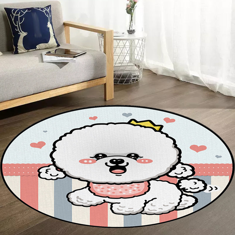 Avtoit | Children's Room Rug in Purple and Red Animal Dog Star Strawberry Print Rug Polyester Non-Slip Area Rug