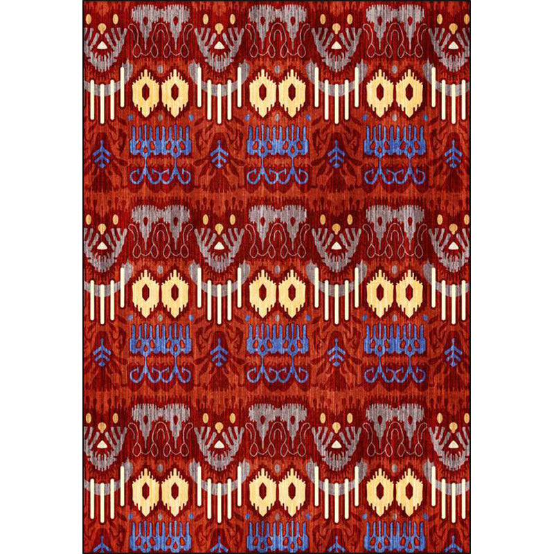 Avtoit | Southwest Living Room Rug in Red Tribal Print Rug Polyester Non-Slip Back Area Rug