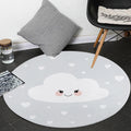 Avtoit | Children's Room Rug in Gray Fairy Tale Clouds Heart Print Rug Polyester Stain Resistant Non-Slip Area Rug