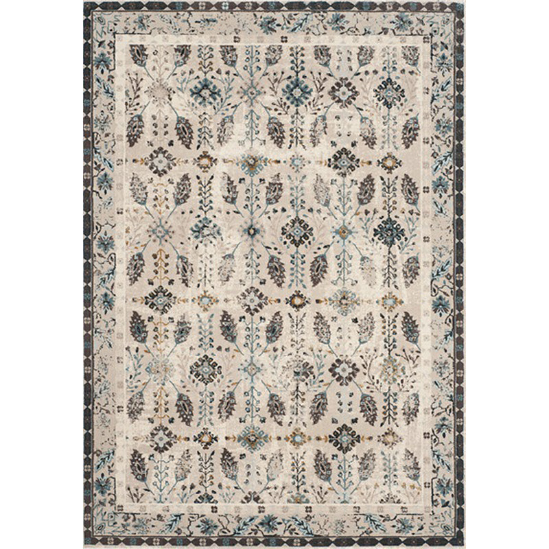Avtoit | Retro Floral Pattern Rug Gray Multicolor Classical Rug Polyester Washable Non-Slip Back Rug for Living Room
