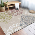 Avtoit | Classic Floral Pattern Rug Light Brown Polyester Rug Machine Washable Non-Slip Area Rug for Bedroom