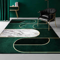 Avtoit | Green Novelty Carpet Polyester Marble Surface Pattern Carpet Washable Non-Slip Underlay Area Rug for the Living Room