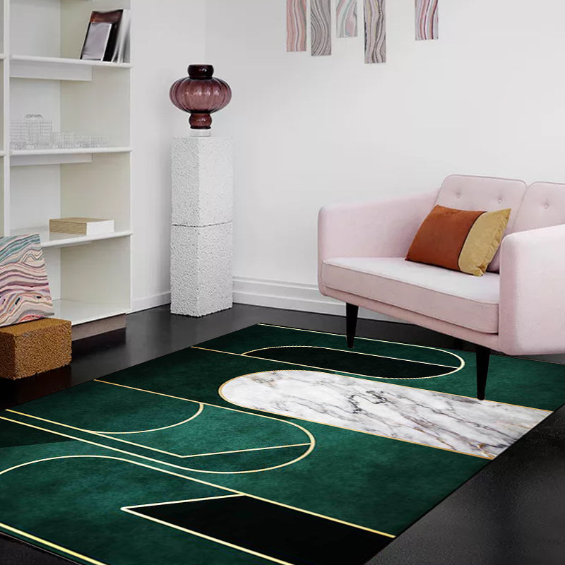 Avtoit | Green Novelty Carpet Polyester Marble Surface Pattern Carpet Washable Non-Slip Underlay Area Rug for the Living Room