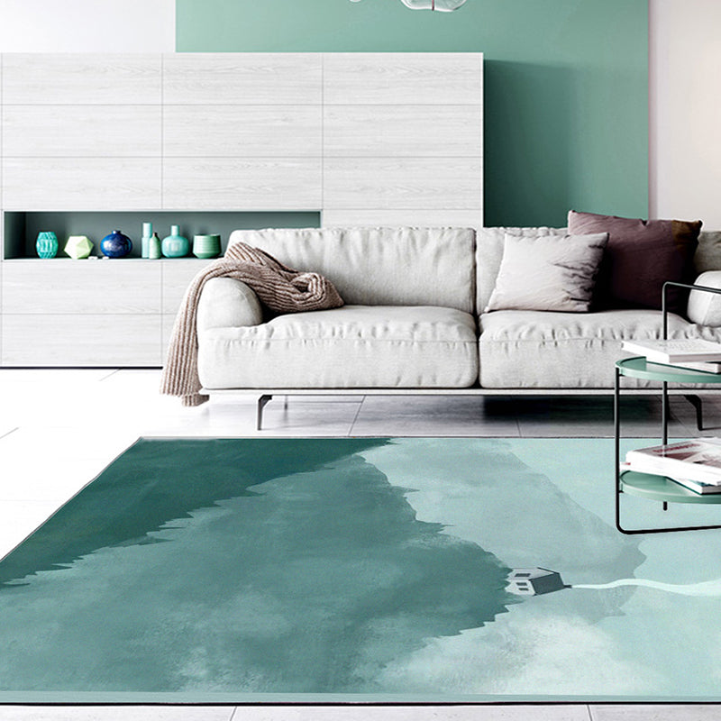 Avtoit | Large Bedroom Rug Modern Geography Mountain House Pattern Rug Polyester Anti-Slip Back Rug