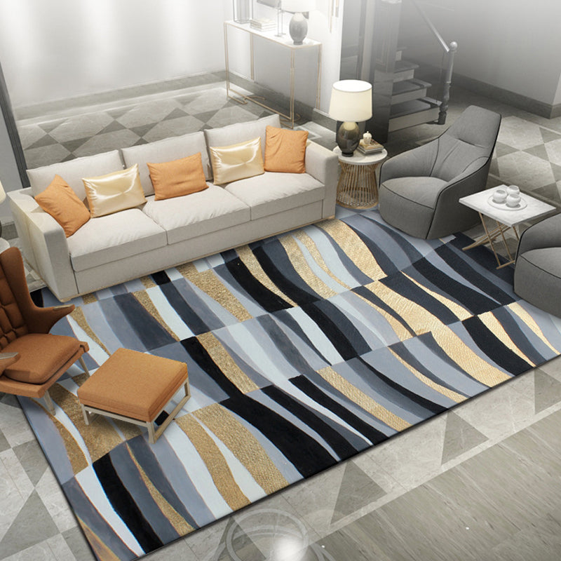 Avtoit | Minimalistic Novelty Rug in Gray Geometric Lines Pattern Rug Polyester Machine Washable Rug for Home Decoration