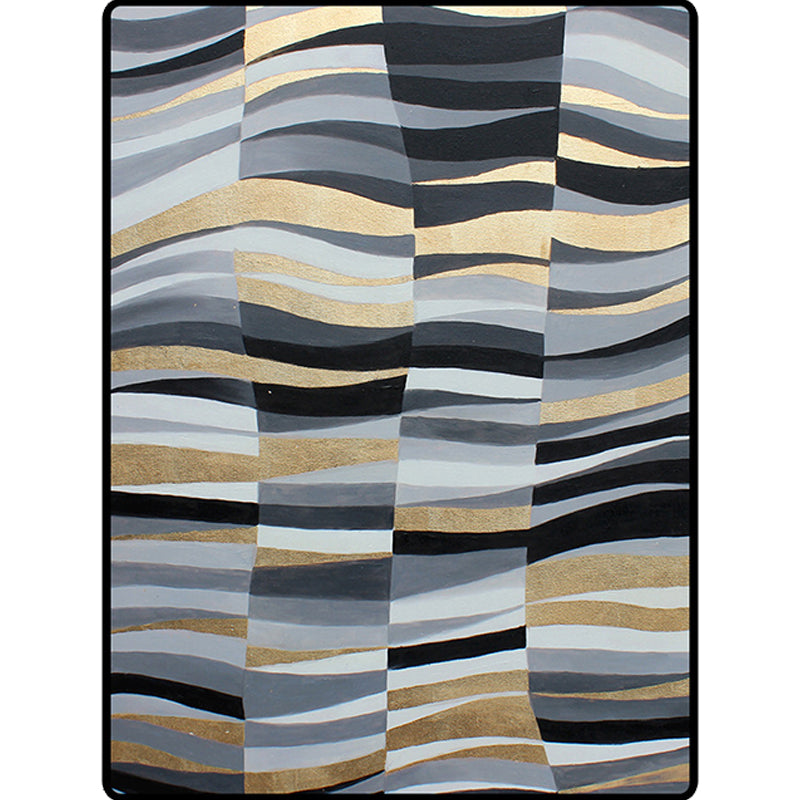 Avtoit | Minimalistic Novelty Rug in Gray Geometric Lines Pattern Rug Polyester Machine Washable Rug for Home Decoration