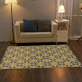 Avtoit | Moroccan Living Room Carpet in Yellow Flower Ring Print Carpet Polyester Pet Friendly Non-Slip Area Rug